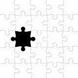 Puzzle with missing piece in black