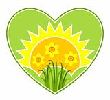 daffodils and sun in heart