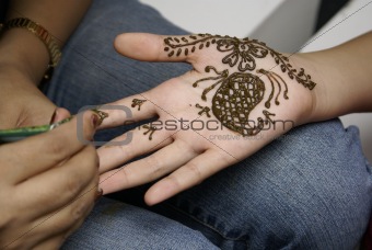 Indian henna hand painting