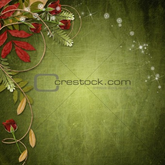 grunge wooden frames on the abstract green background 
