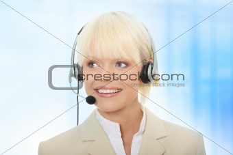 Call center woman with headset
