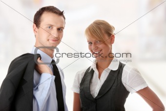 Young attractive business people