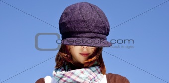 Portrait of red-haired girl with scarf 