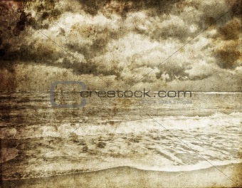 Sea storm. Photo in old retro style.