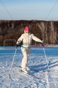 The skier standing on a slope