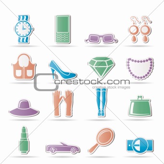 woman and female Accessories icons