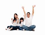 Happy Asian Family isolated on white