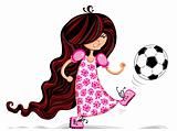 Little girl playing soccer.