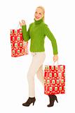 Woman with bags with Christmas gifts