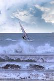 windsurfer windsurfing in a storm