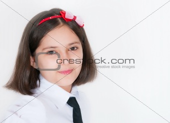 The schoolgirl in a uniform