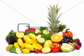  fruits on white