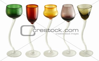 Colored cocktail glasses