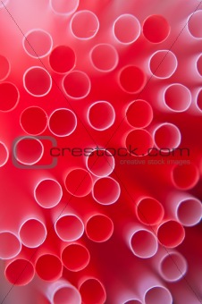 Closeup of a group of plastic straws