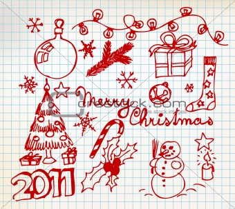 Vector Christmas and New Year doodle illustrations