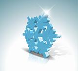 Blue 3D snowflake