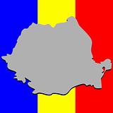 romanian map over national colors