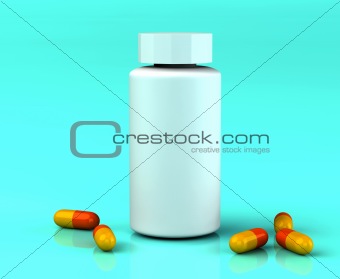 3d white medicine bottle container
