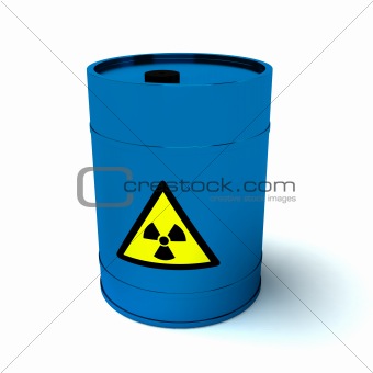 3d blue barrel radioactive waste