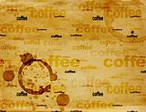 Paper texture with drops of coffee 