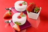 Strawberry yogurt with mint leaf