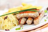 White sausage with sour cabbage