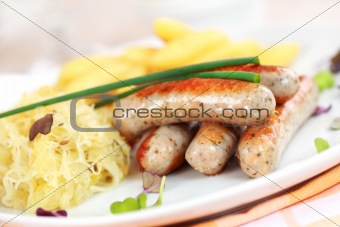 White sausage with sour cabbage