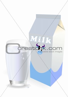 Glass with milk. Vector illustration.
