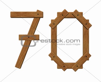 wooden number seventy