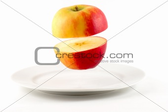 Hovering Sliced Apple