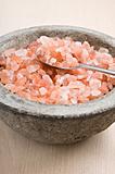 Course pink Himalayan salt in a bowl