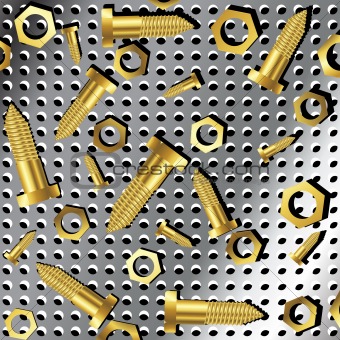 screws and nuts over metallic texture 2