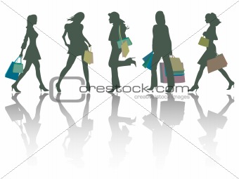 shopping girls silhouettes
