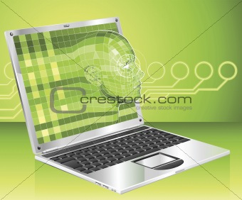 Laptop woman concept background Illustration