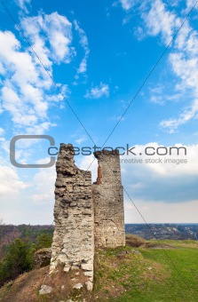 Spring ancient fortress ruins