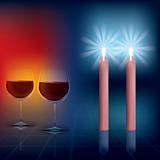 abstract illustration with candles and wineglass on dark