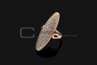 Golden ring with diamonds
