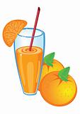 Orange juice and fruit, isolated 