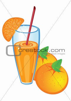 Orange juice and fruit, isolated 
