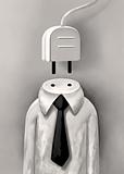 Decapitated Head of a Businessman in white shirt with a Socket i