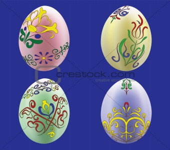 Four colored eggs