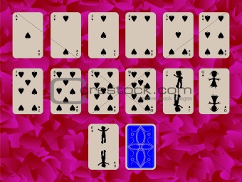 suit of spades playing cards on purple background
