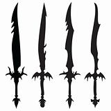 swords silhouettes against white