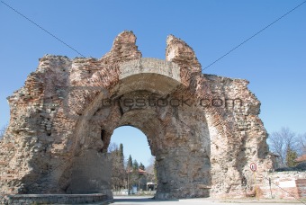 The Main Gate of the fotress wall in Hissar, Bulgaria (close up)