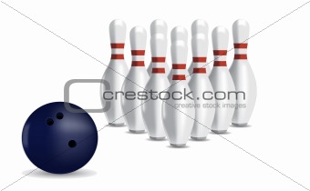 Bowling ball and skittles