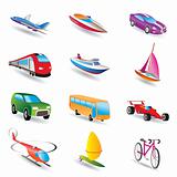 different kind of transportation and travel icons