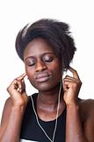 Beautiful Black Woman Listening Music