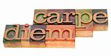 carpe diem in letterpress type