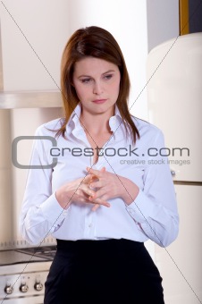 worried woman at home