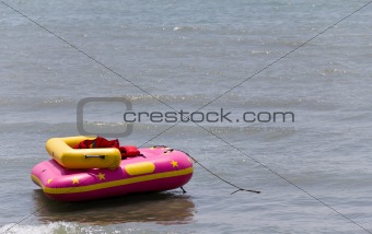 Inflatable raft.